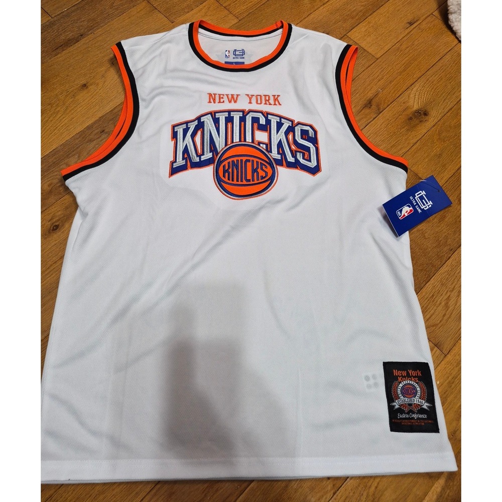 NBA Ultra Game New York Knicks White Buck Up Tank Top Jersey Mens Large VXMF278S